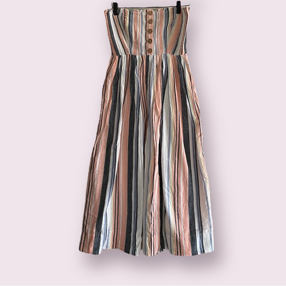 Free People || strapless striped midi dress